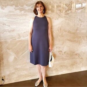 SPANX AIR ESSENTIAL SIDE STRIPE MIDI DRESS NAVY BLUE 2X NWT